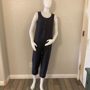 OffOn Charcoal Gray Linen Sleeveless Cropped Jumpsuit XXS